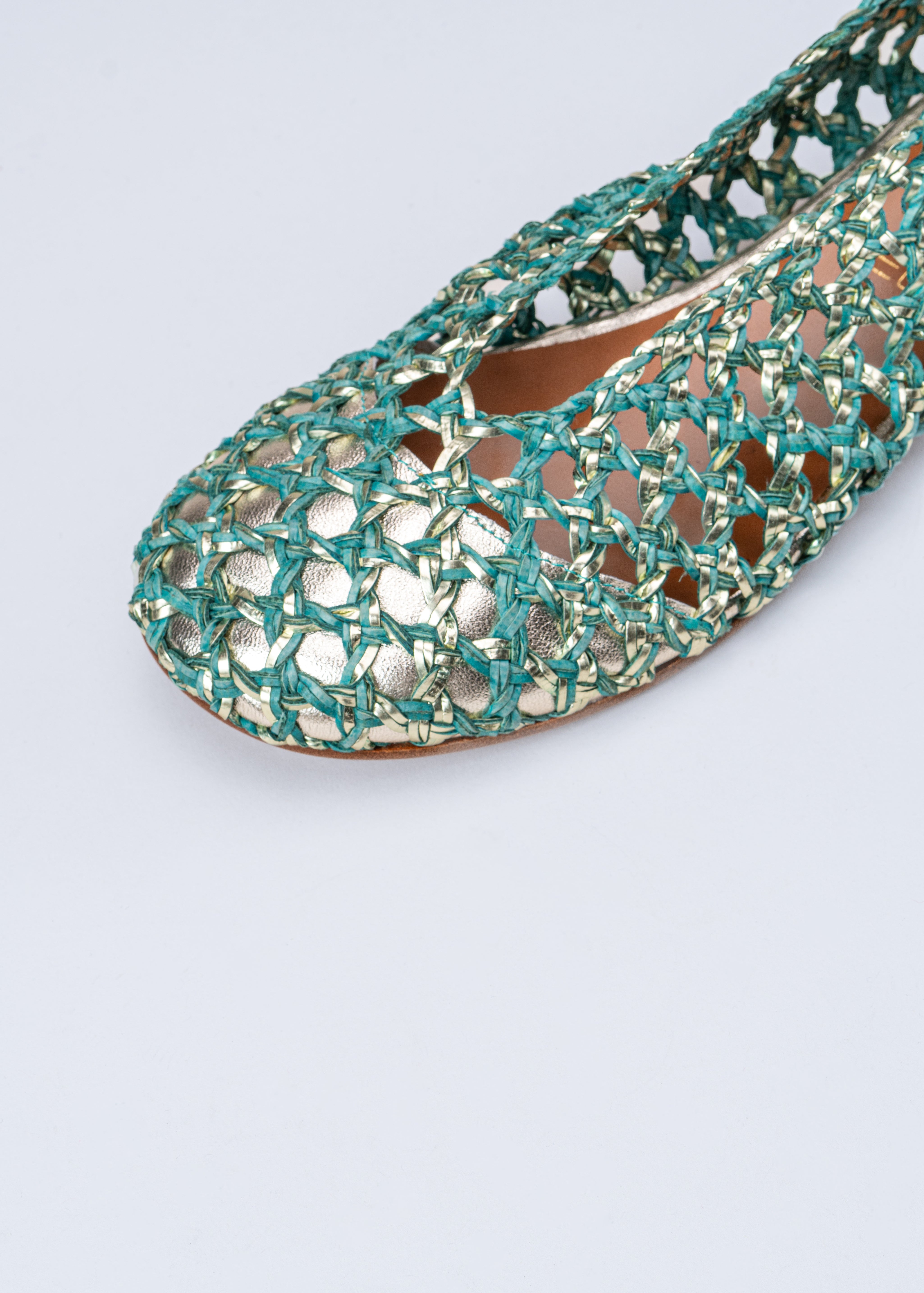RAQUEL - GREEN AND PLATINUM BALLET FLAT