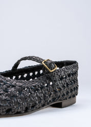 RILEY -  BLACK LEATHER BALLET FLAT