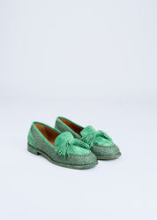 RAPHAELLE- RAFIA TURQUOISE LOAFERS