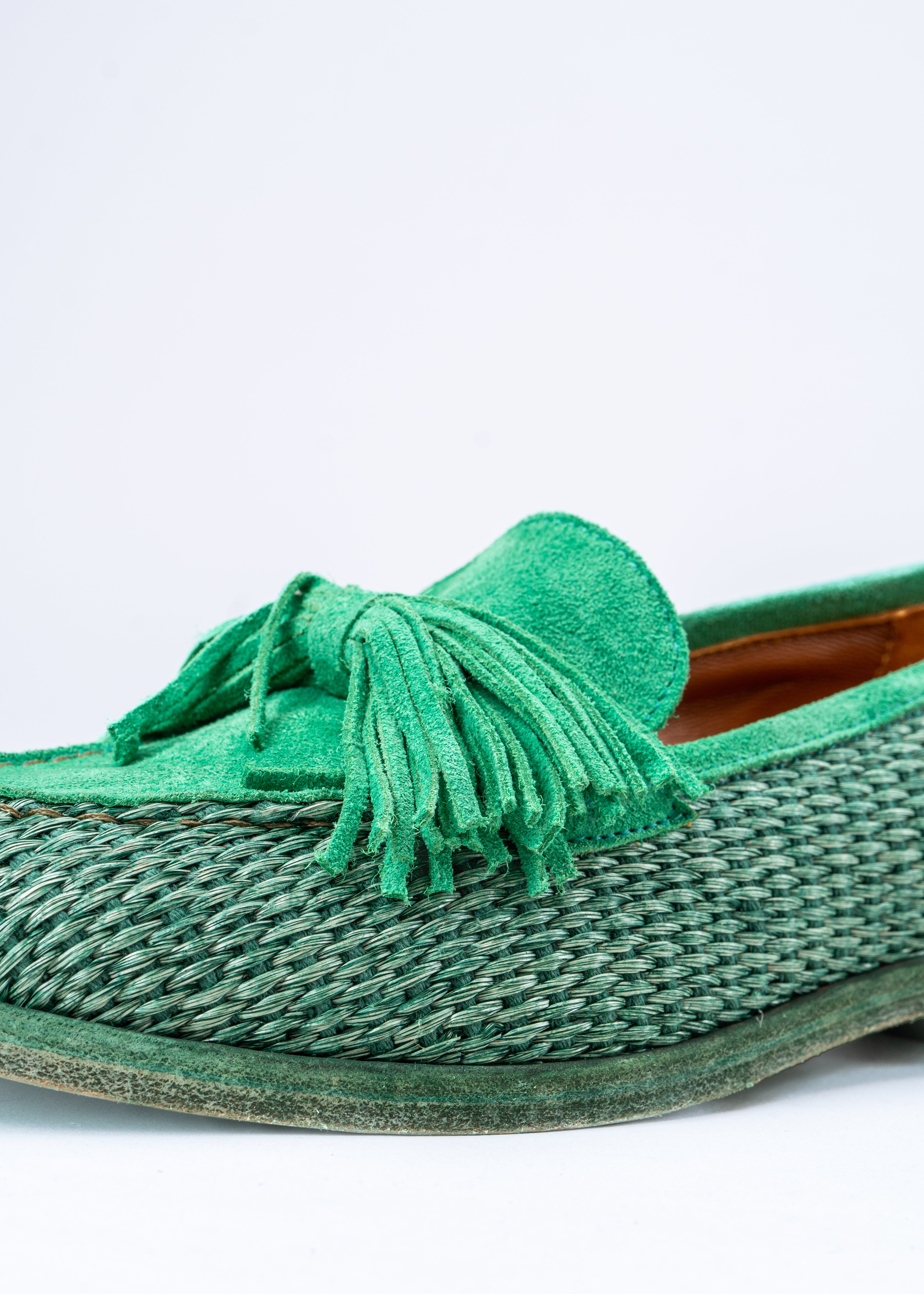 RAPHAELLE- RAFIA TURQUOISE LOAFERS
