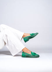 RAPHAELLE- RAFIA TURQUOISE LOAFERS