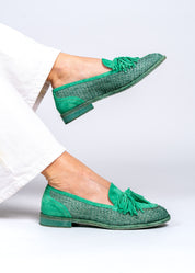 RAPHAELLE- RAFIA TURQUOISE LOAFERS