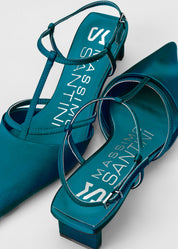 PETRA - CERULEAN BLUE SILK SATIN PUMP