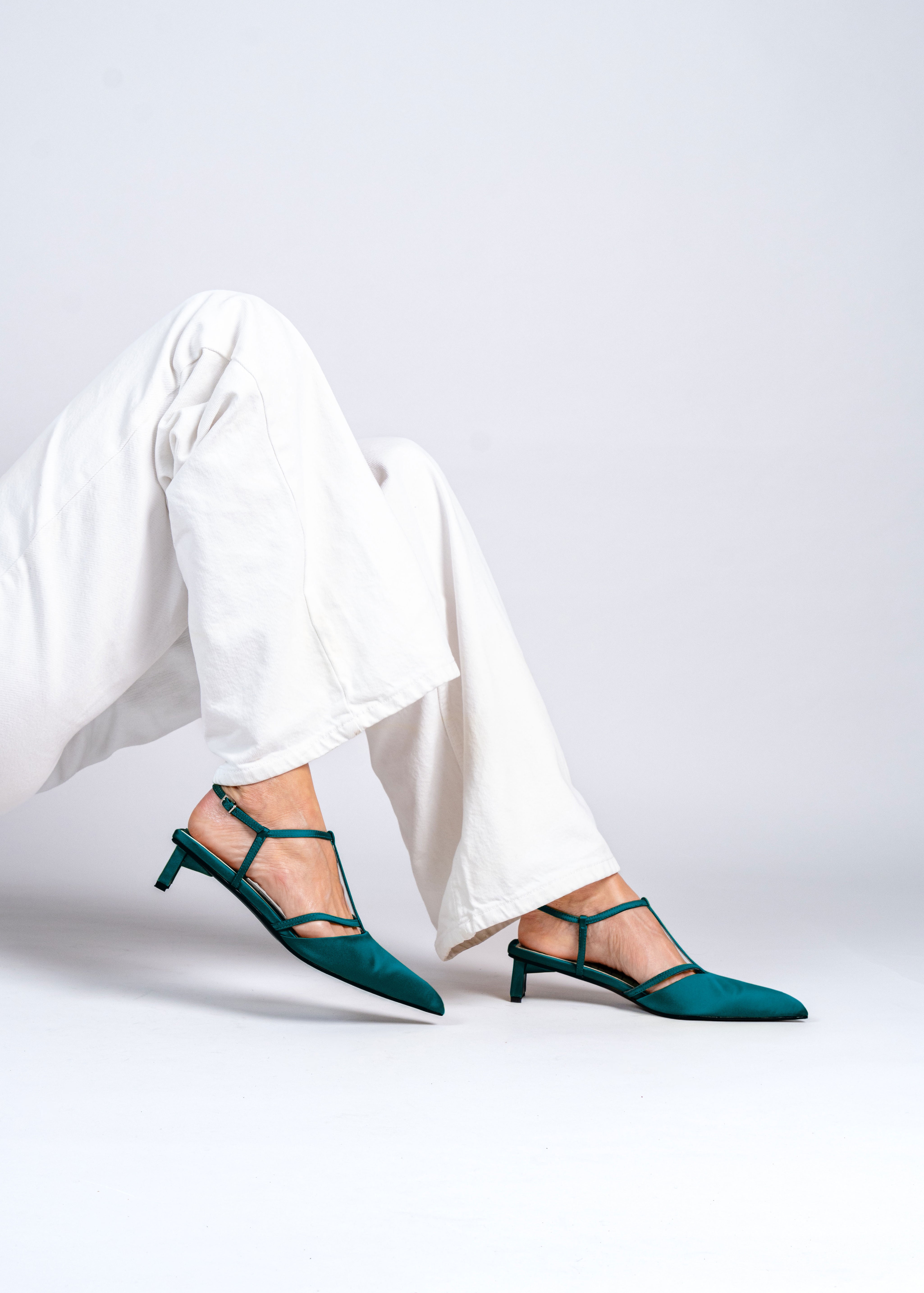 PETRA - CERULEAN BLUE SILK SATIN PUMP