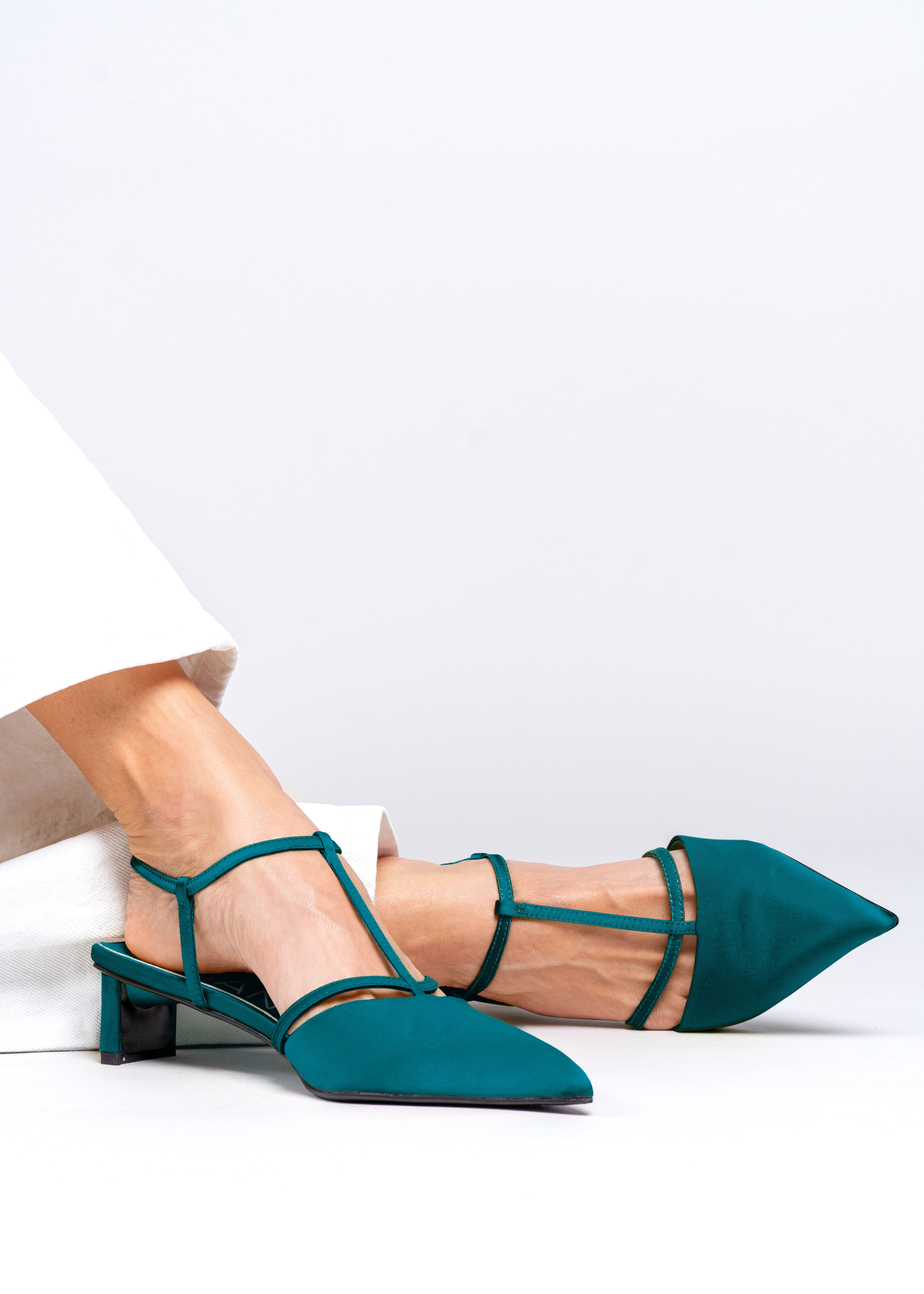 PETRA - CERULEAN BLUE SILK SATIN PUMP