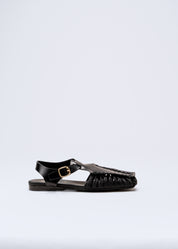 RACHEL- BLACK LEATHER SANDAL
