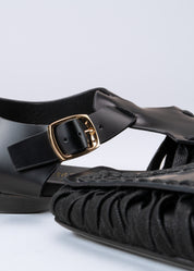 RACHEL- BLACK LEATHER SANDAL