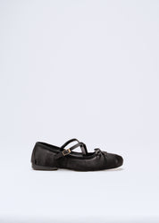 RAGIA - BLACK SATIN BALLET FLATS
