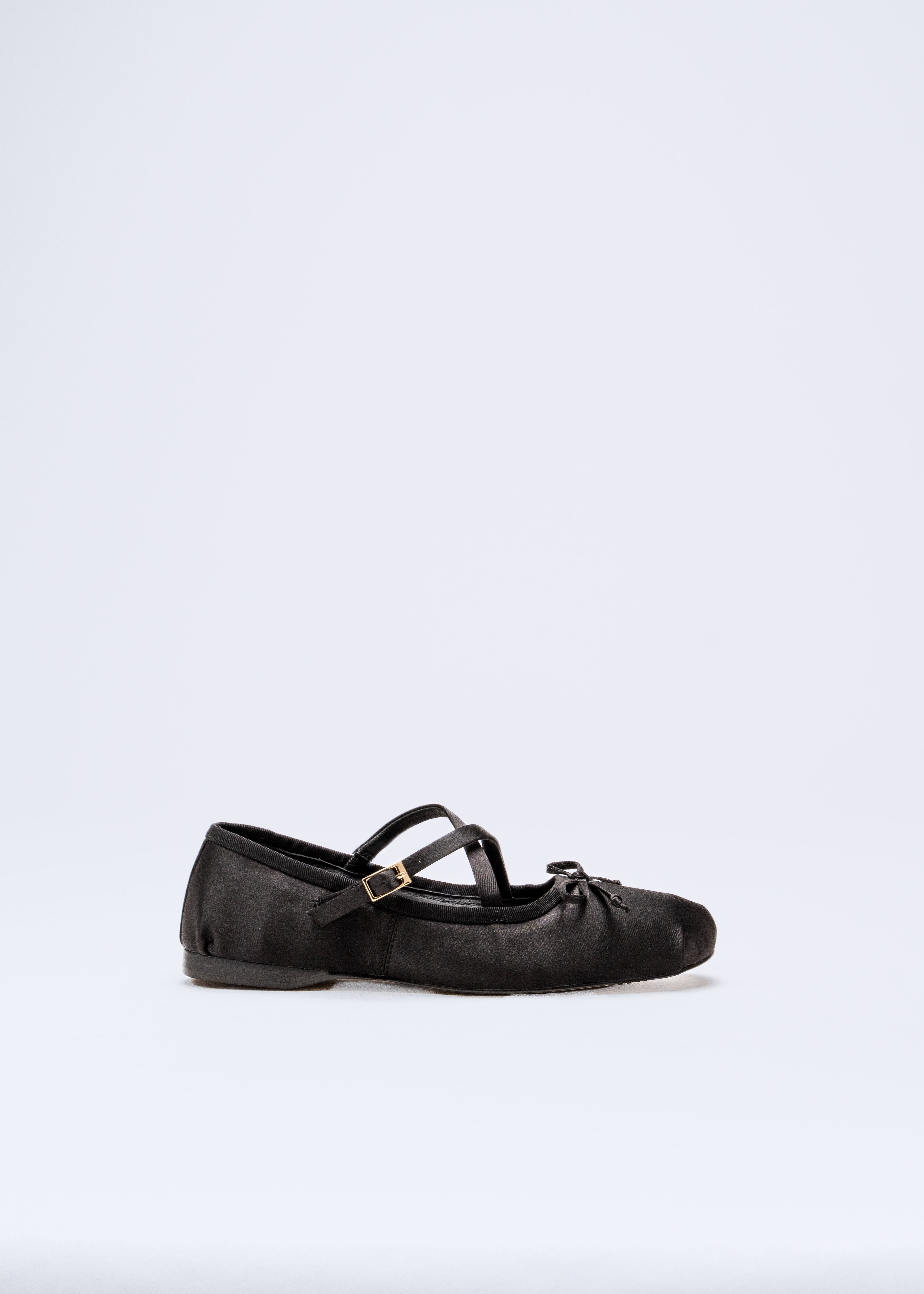 RAGIA - BLACK SATIN BALLET FLATS