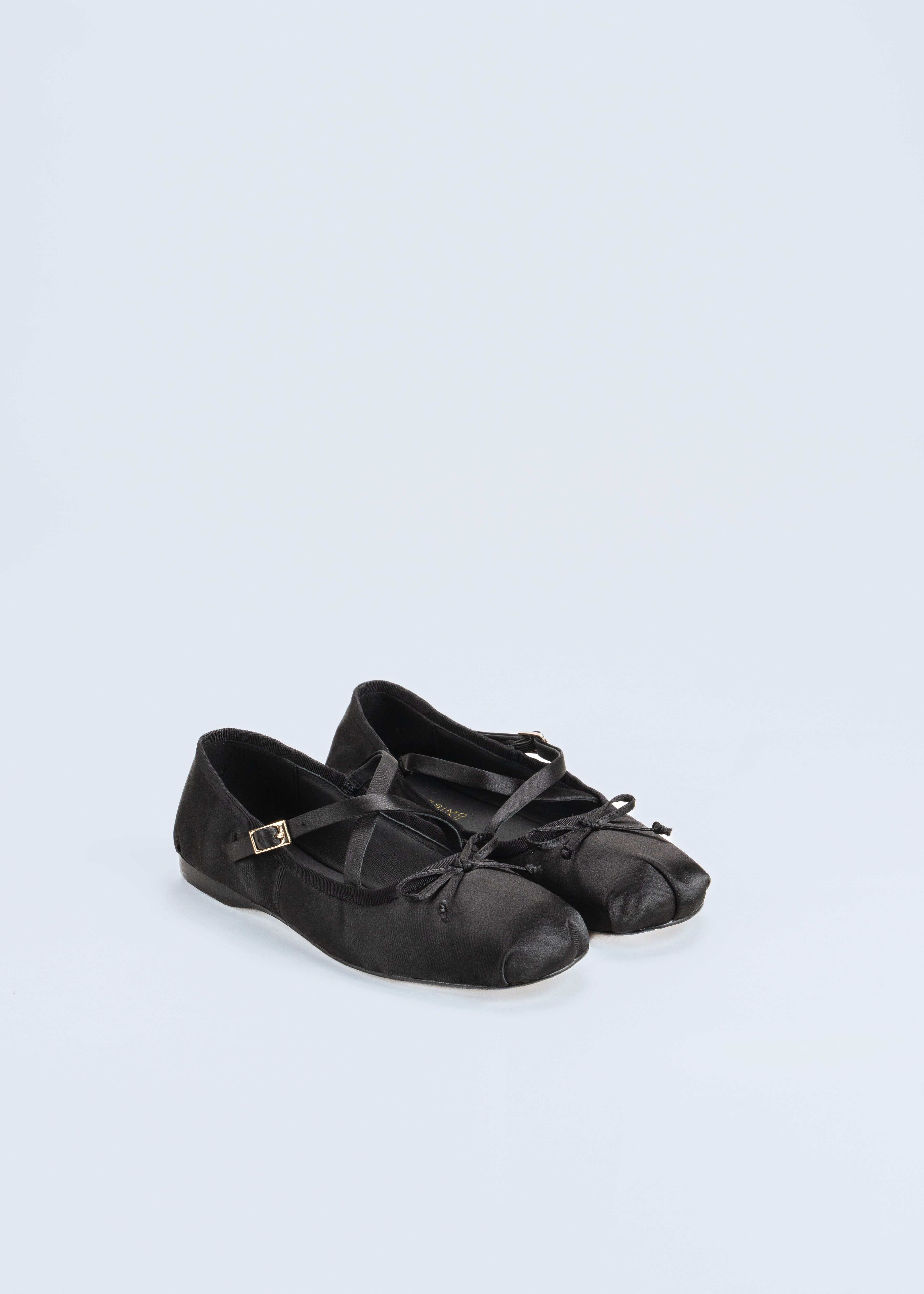 RAGIA - BLACK SATIN BALLET FLATS
