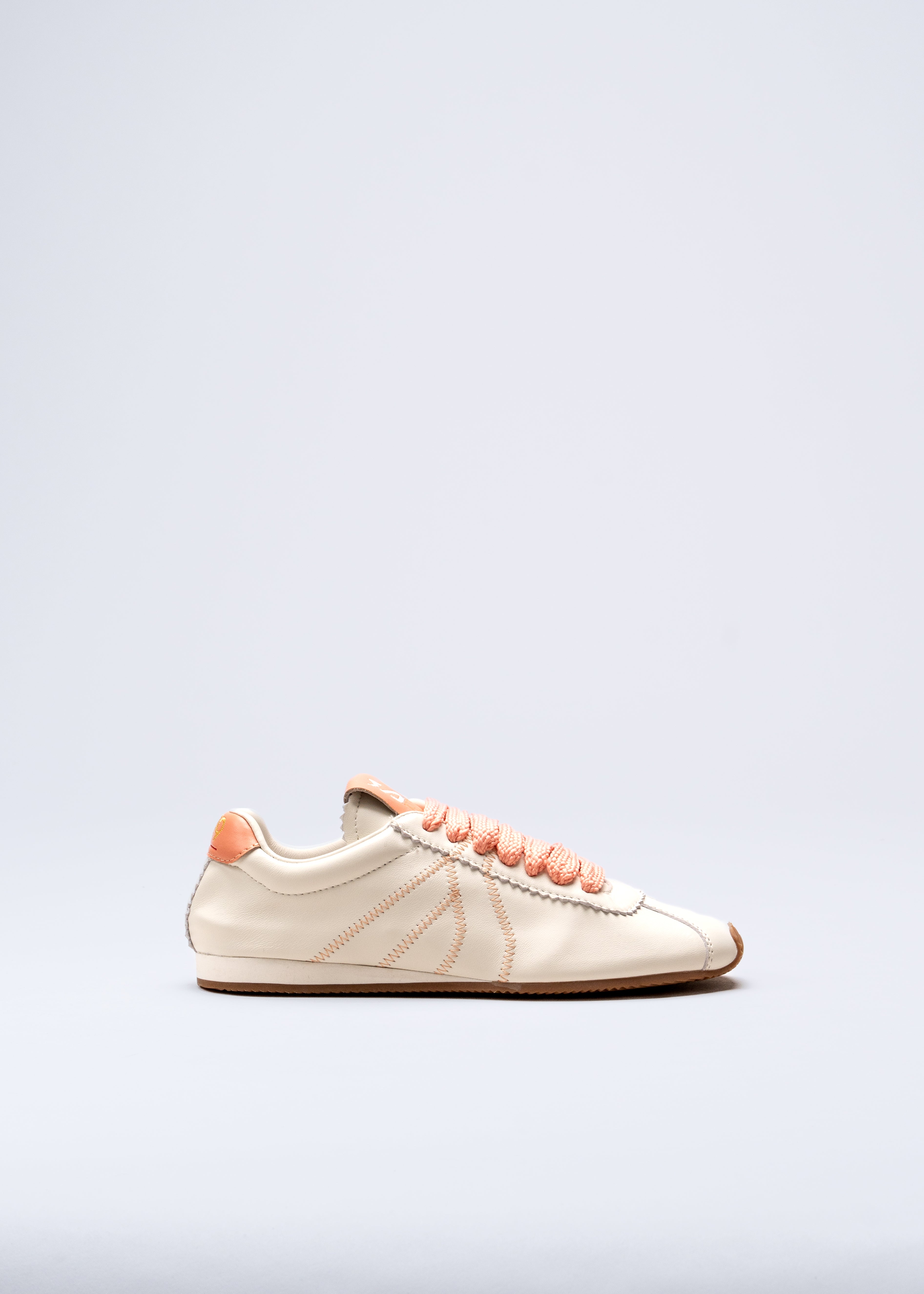 RIANNA - SNEAKER BIANCO LATTE CON CONTRASTI CORALLO