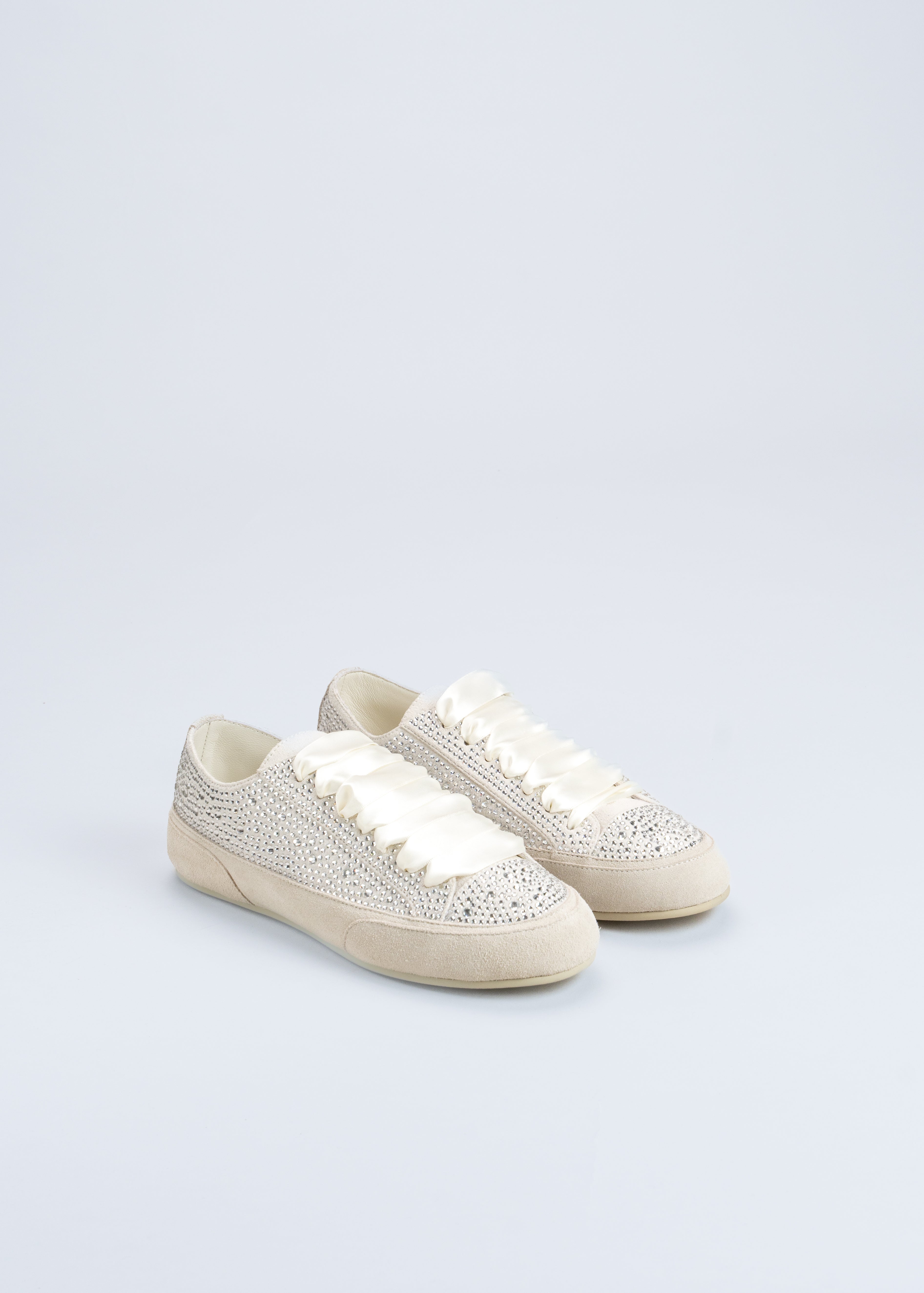 RILLA - WHITE SNEAKERS WITH CRYSTALS