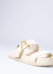 ROWAN - WHITE LEATHER SLIDE SANDALS