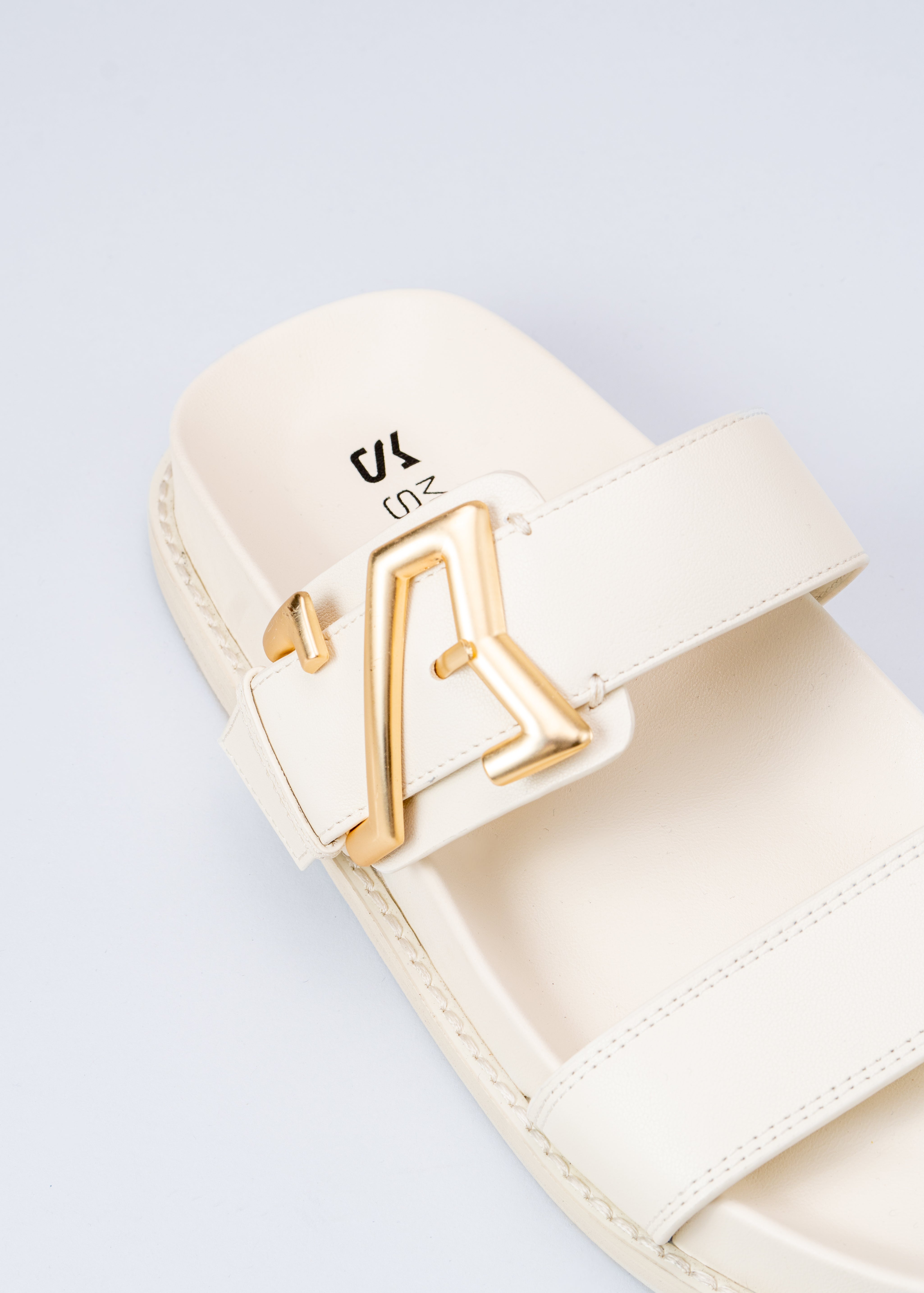 ROWAN - WHITE LEATHER SLIDE SANDALS