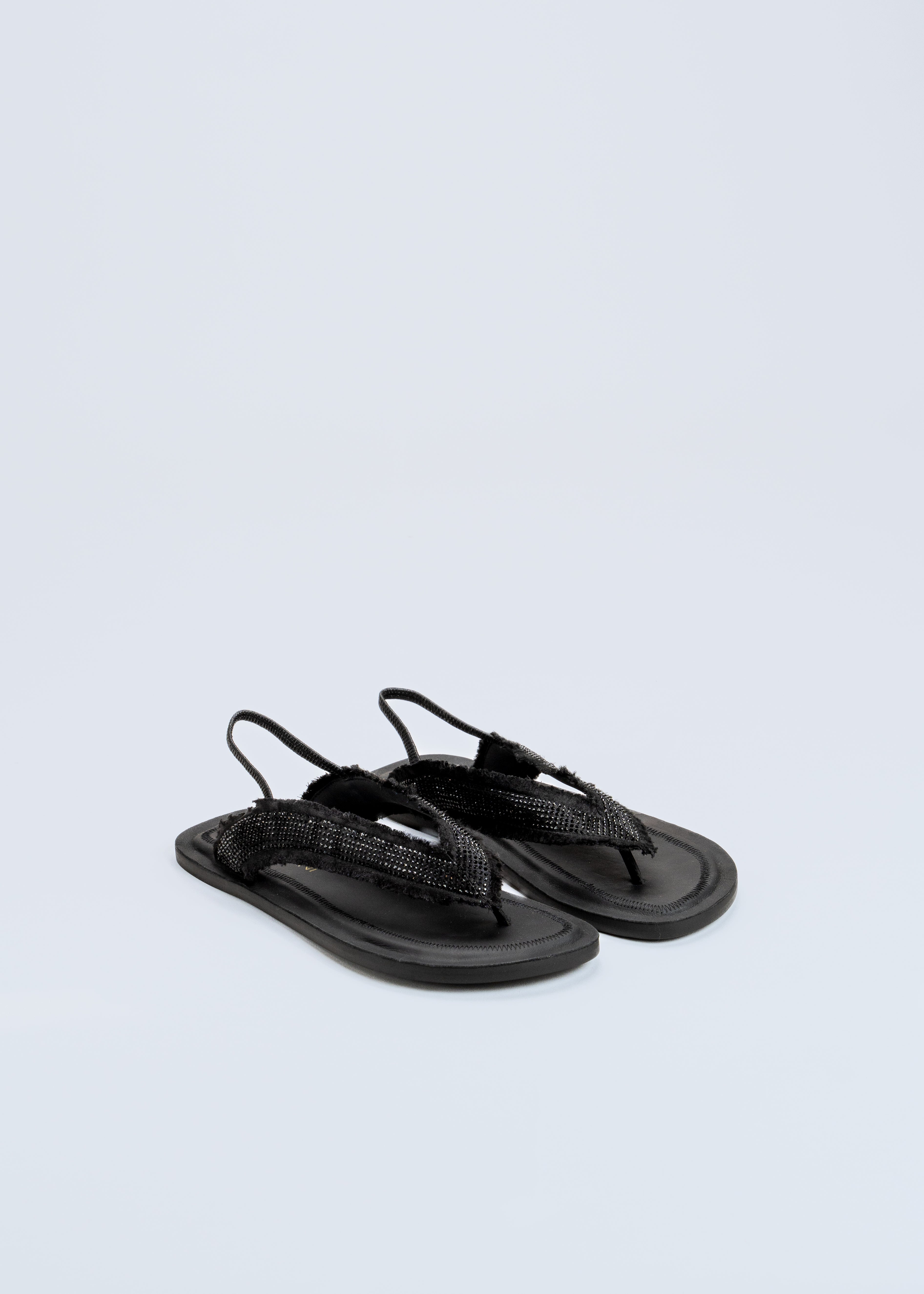 ROXANA - BLACK CRYSTAL SANDALS