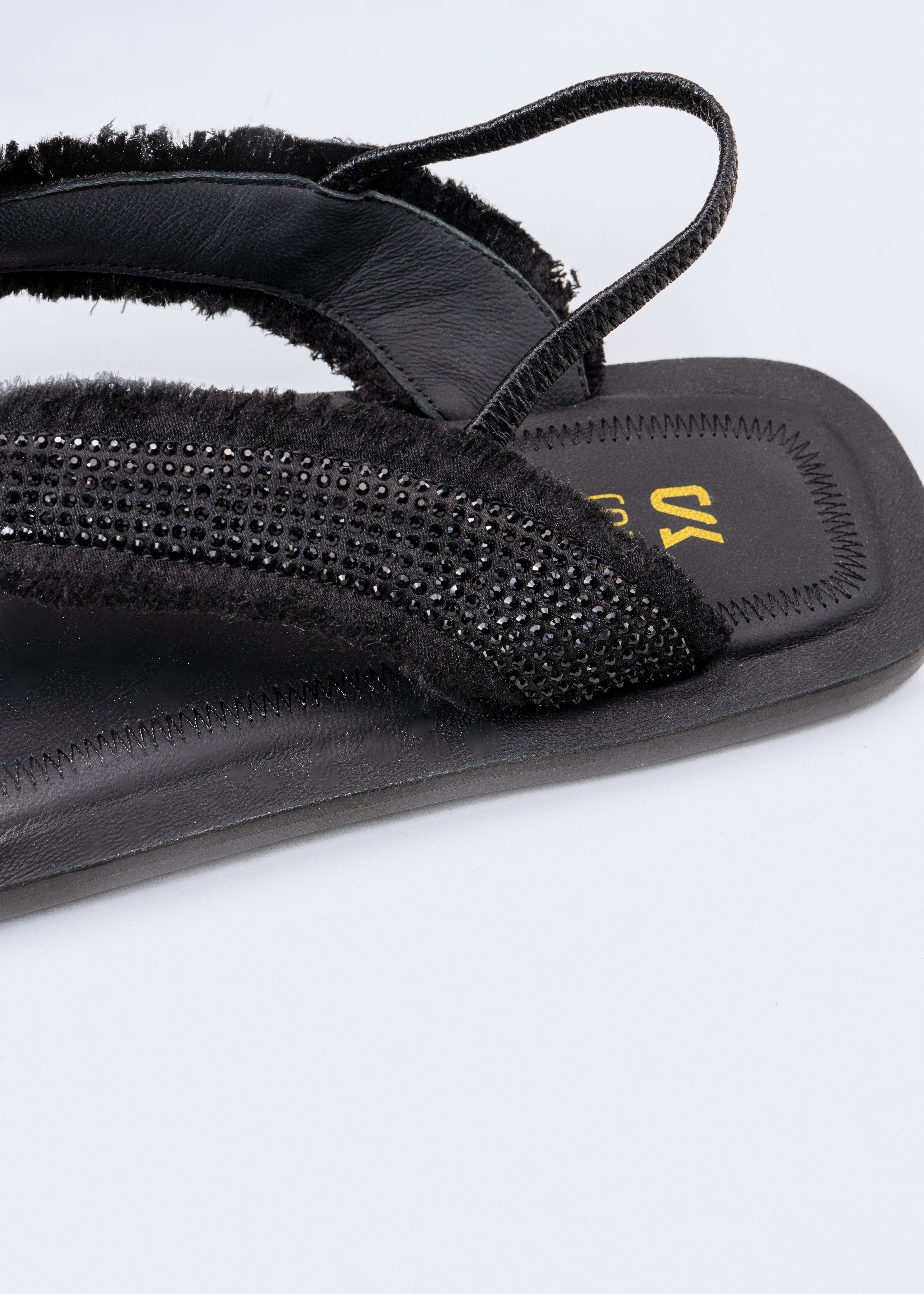 ROXANA - BLACK CRYSTAL SANDALS
