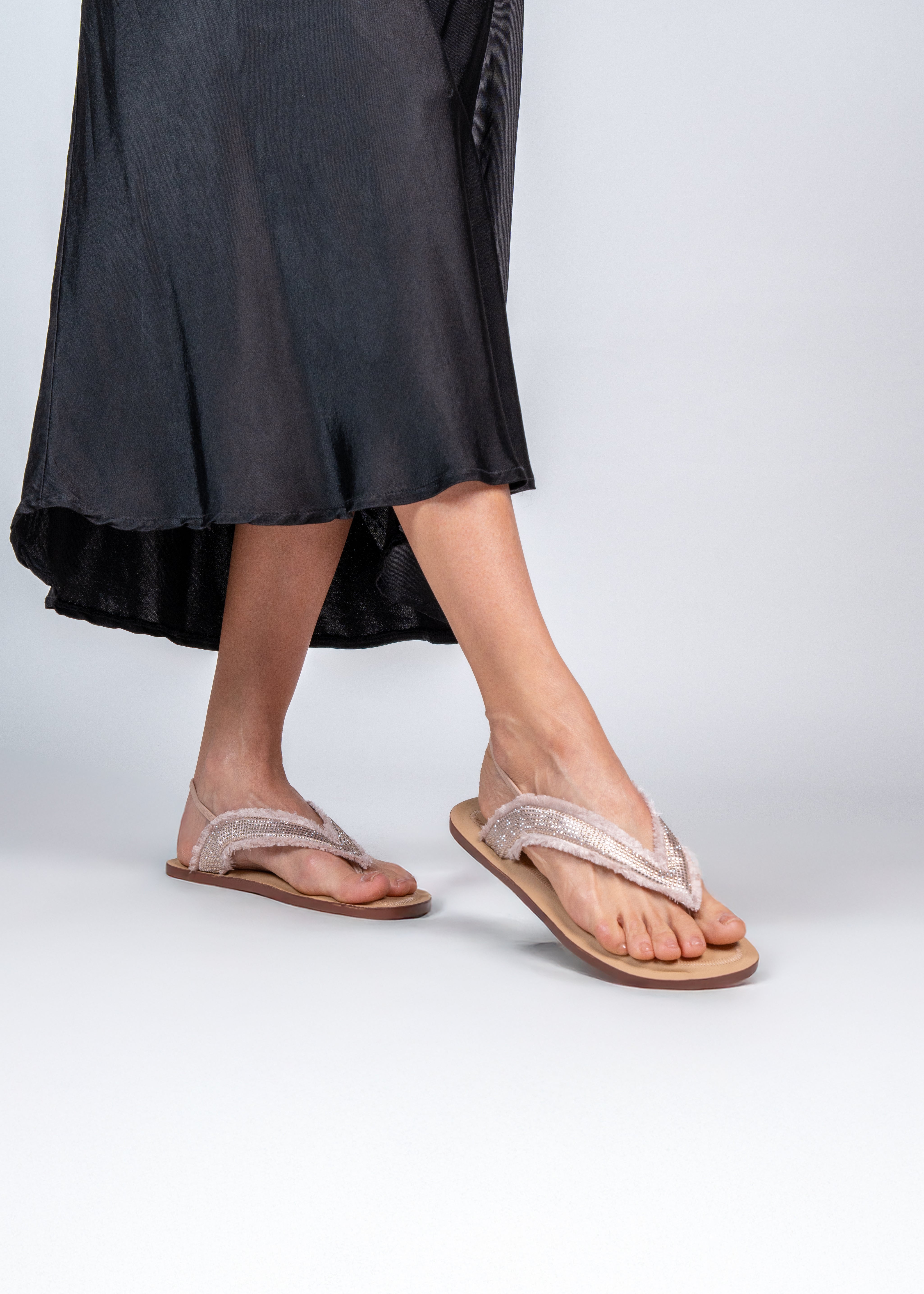 ROXANA - NUDE CRYSTAL SANDALS