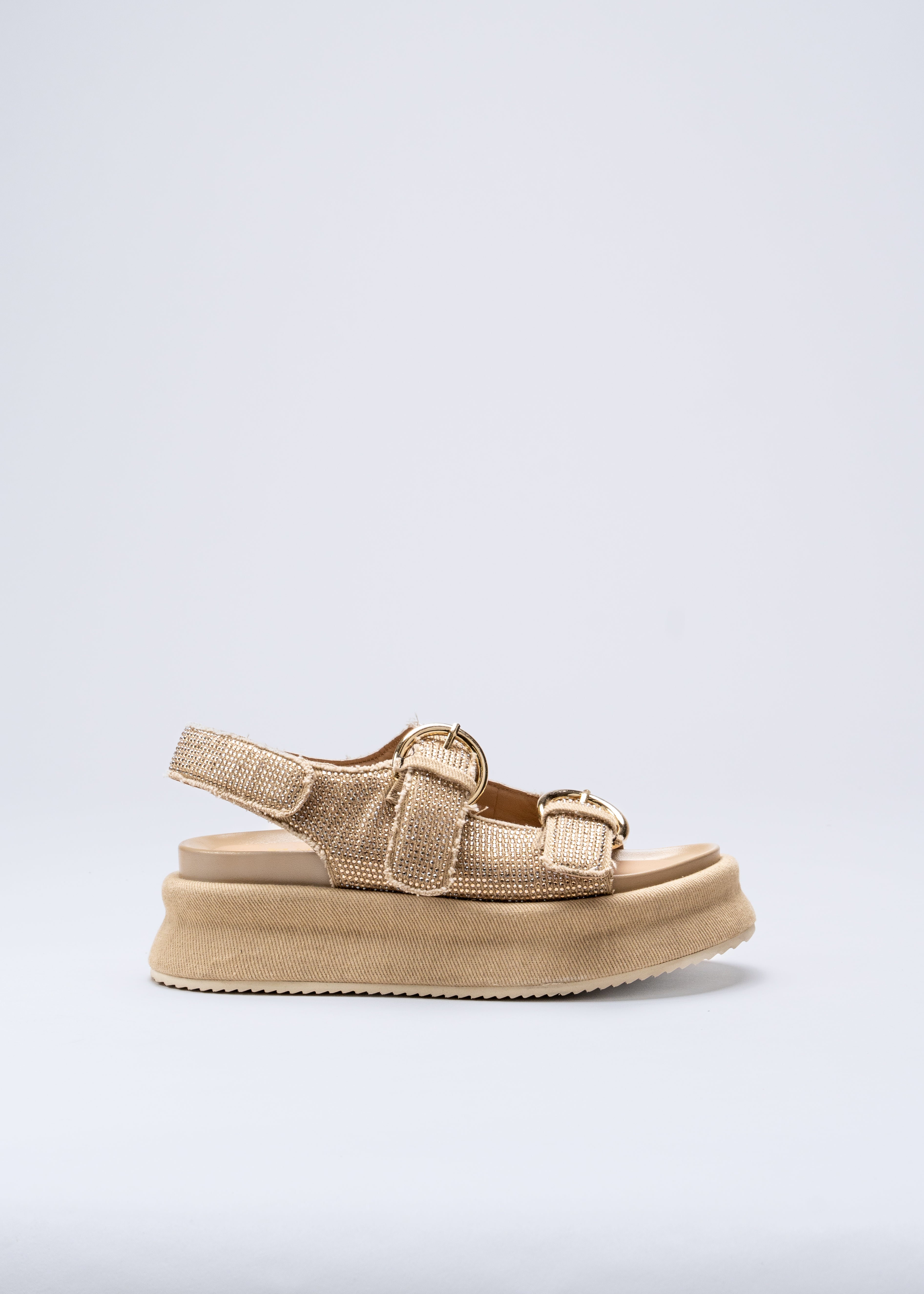 RUGA - SAND CRYSTAL PLATFORM SANDALS