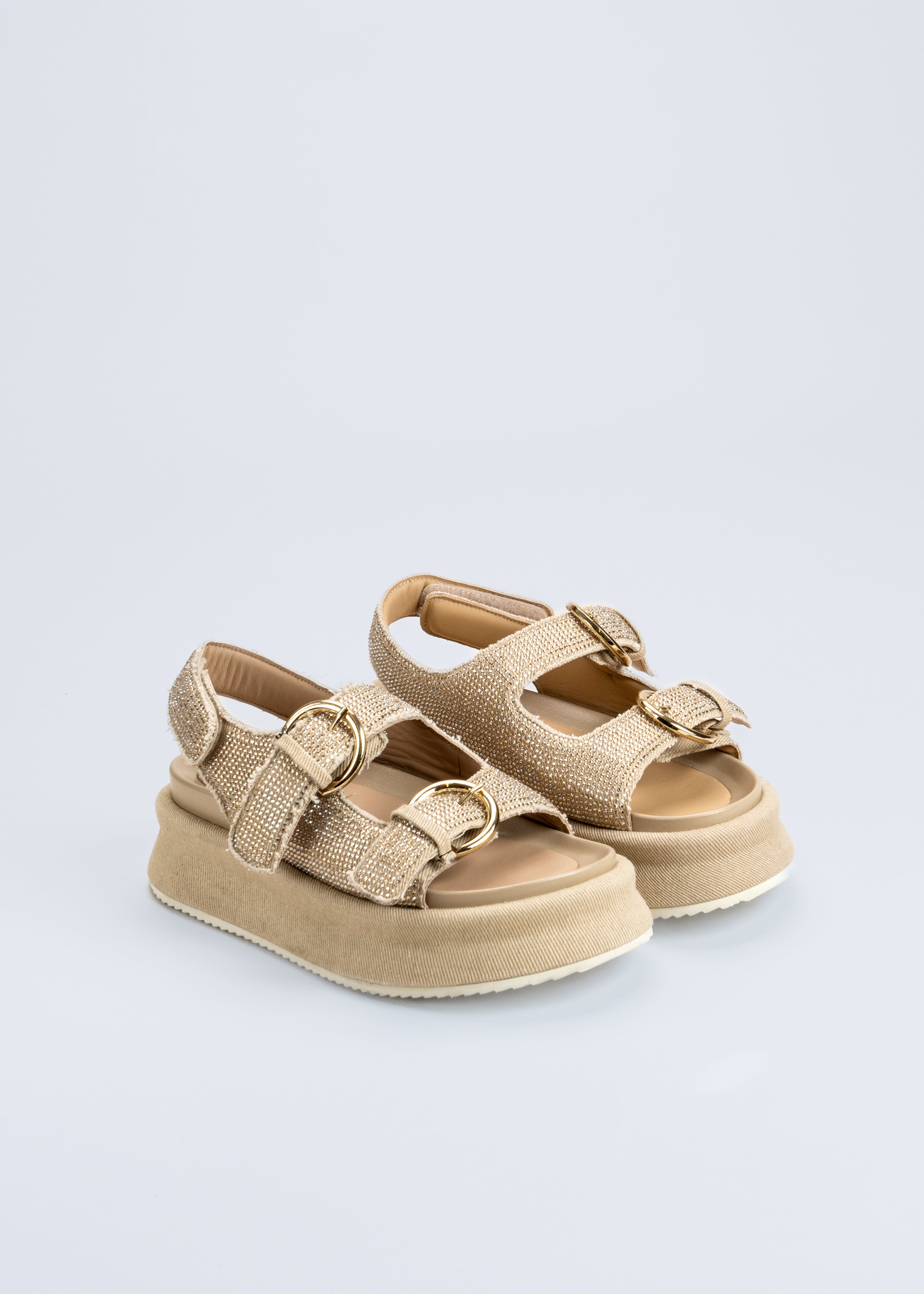 RUGA - SAND CRYSTAL PLATFORM SANDALS