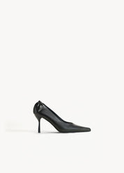 SATINE - BLACK INK LEATHER DÈCOLLETÈ