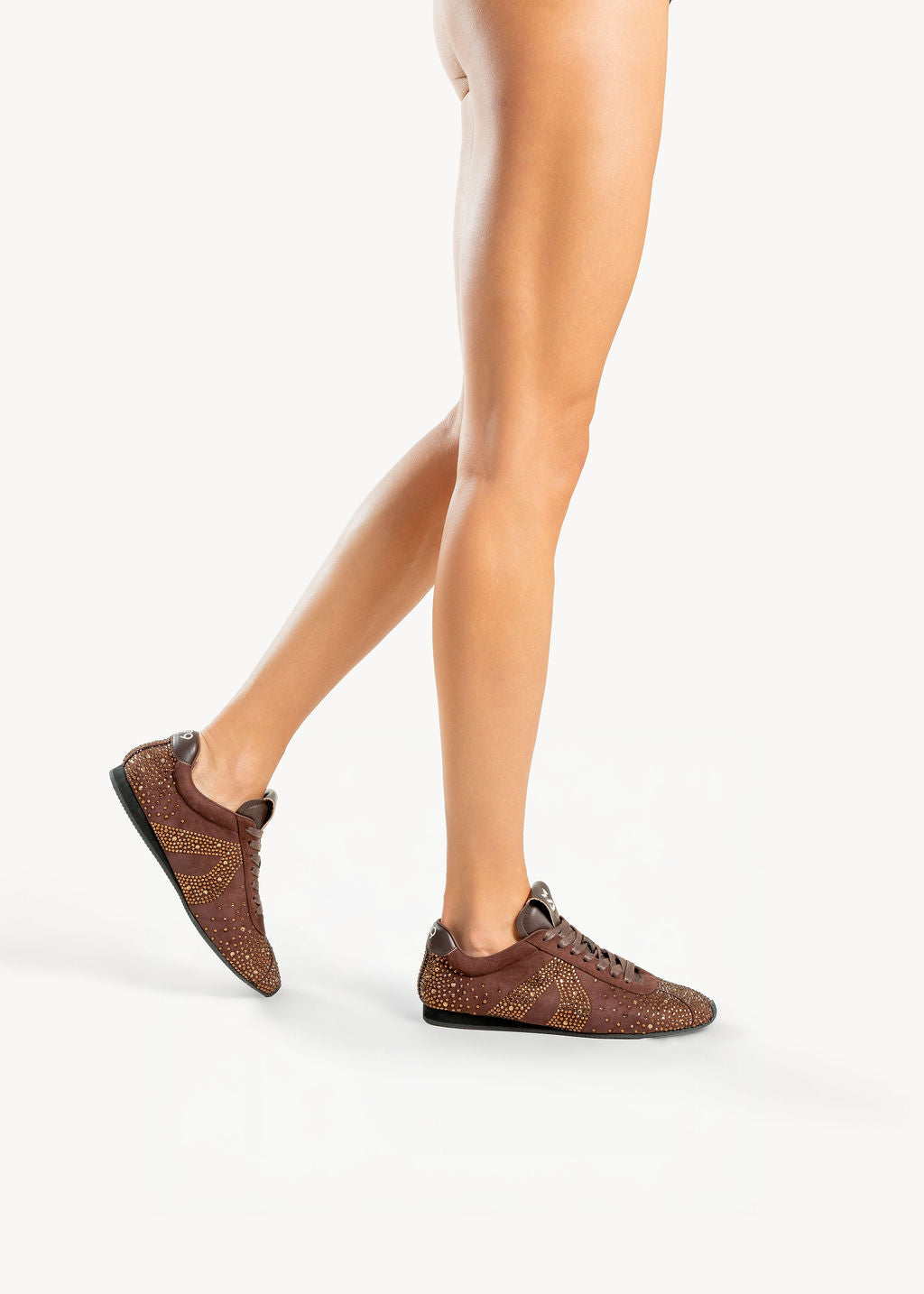 SIRI  - ESPRESSO SNEAKERS WITH RHINESTONES