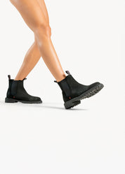 SHELBY  - BLACK INK WAXED SUEDE CHELSEA BOOT
