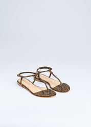 ROCIO - BROWN PRINTED PHYTON SANDALS