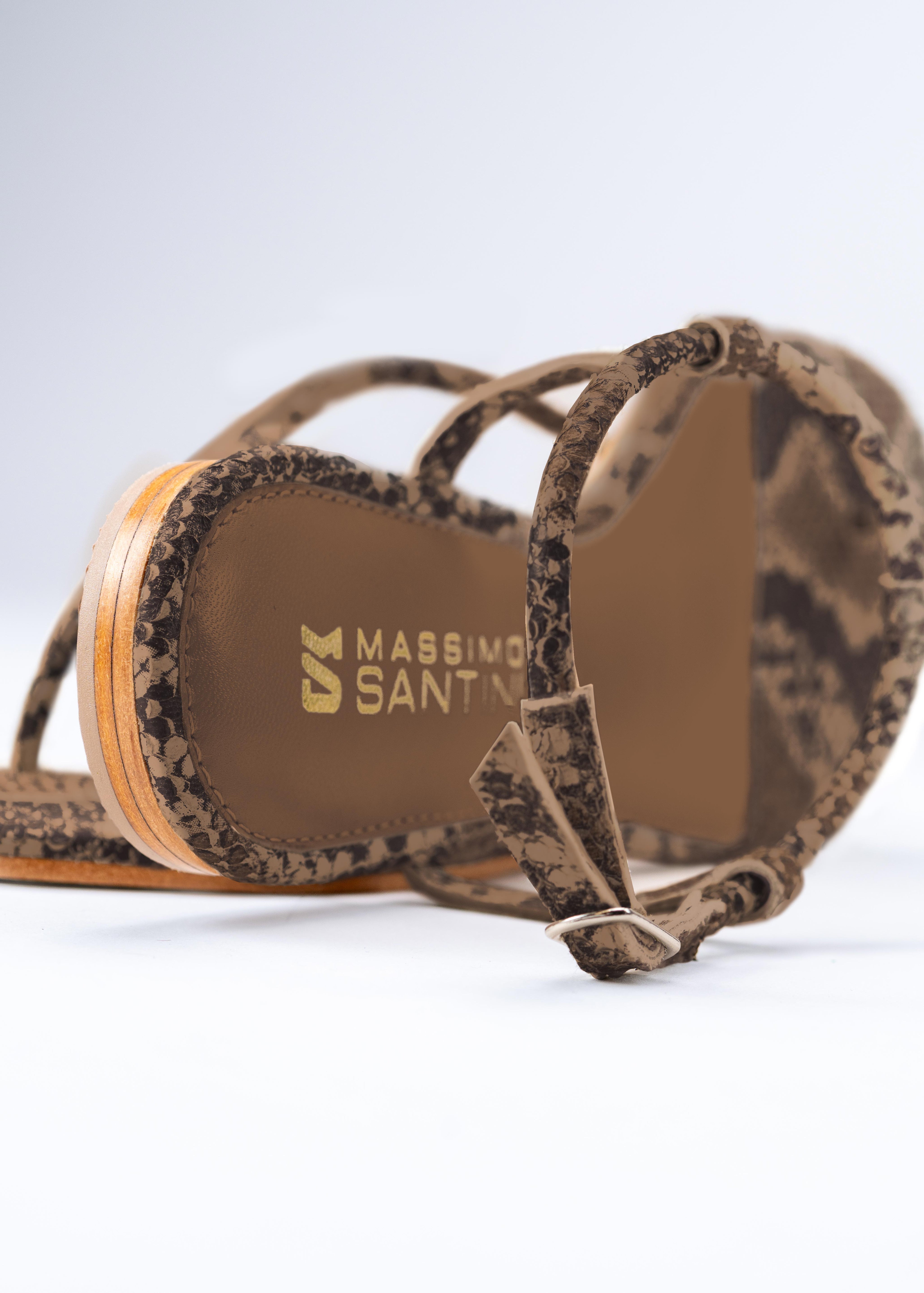 ROCIO - BROWN PRINTED PHYTON SANDALS