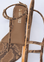 ROCIO - BROWN PRINTED PHYTON SANDALS