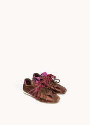 SOLE - SNEAKERS IN RASO FONDENTE E NEON PINK