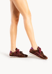 SOLE - SNEAKERS IN RASO FONDENTE E NEON PINK