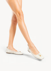 SVEVA - BALLERINA BIANCA IN PELLE ARRICCIATA