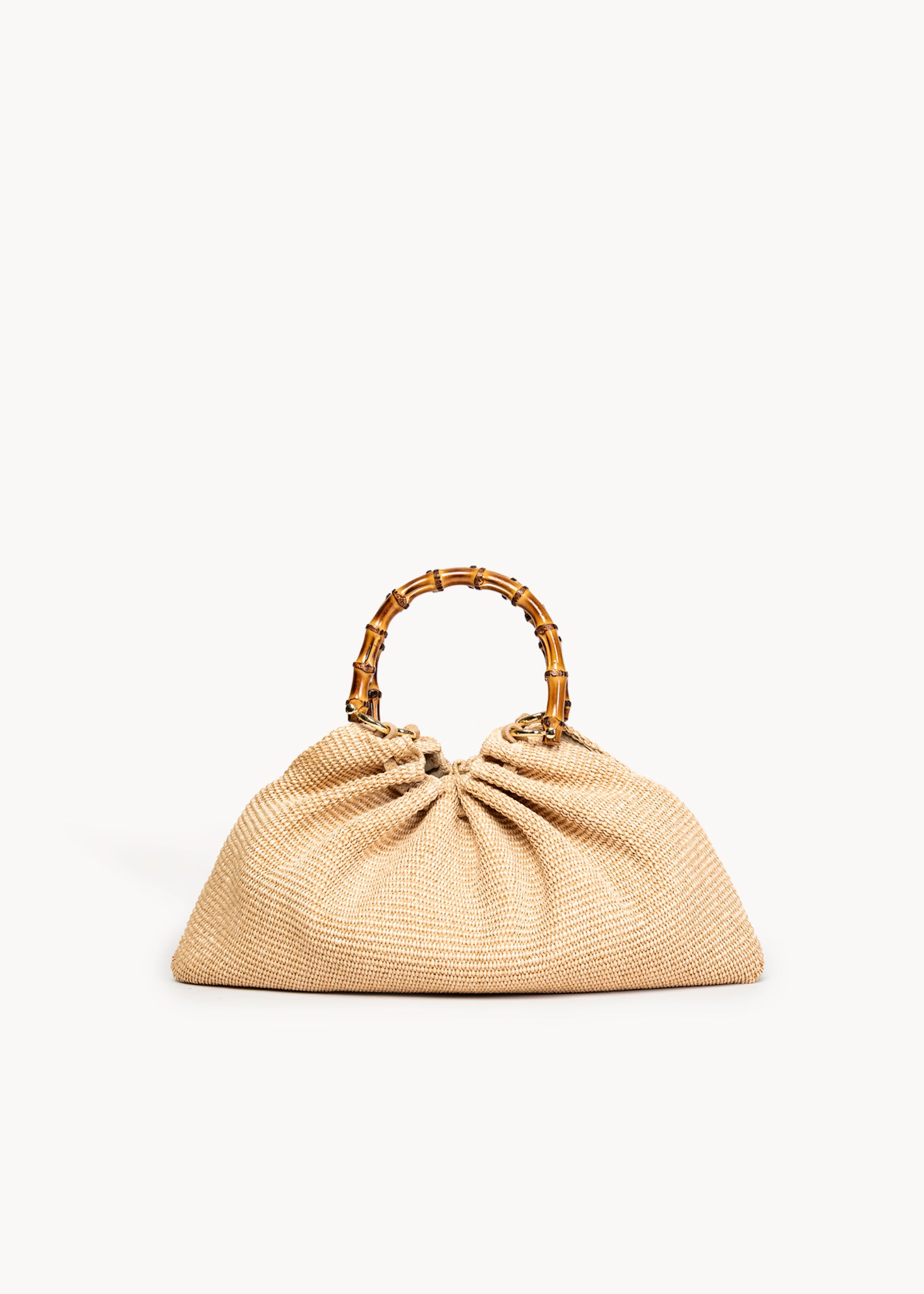 TECLA - BORSA IN RAFIA NATURALE CON MANICI IN BAMBOO