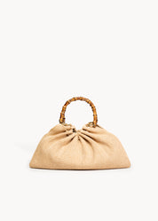 TECLA - BORSA IN RAFIA NATURALE CON MANICI IN BAMBOO