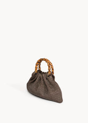 TAYMA - BORSA MINI FONDENTE CON MANICI IN BAMBOO