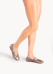 AISHA - BALLERINA METALLIZZATA ACCIAIO IN PELLE