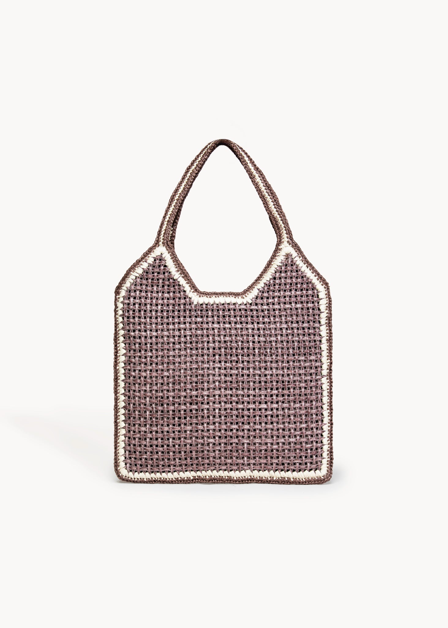 TIARA - BORSA GRANDE IN RAFIA VANIGLIA E FONDENTE