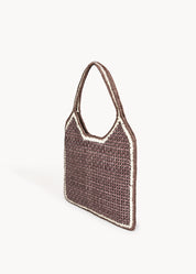 TIARA - BORSA GRANDE IN RAFIA VANIGLIA E FONDENTE