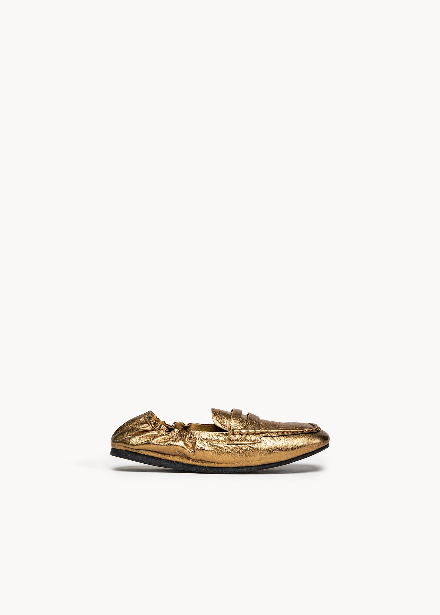 TEAGAN - PURE BRONZE RUCHED LEATHER LOAFER