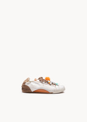 ADRIENNE - SNEAKERS IN PELLE BIANCO PERLA E SUEDE TAUPE