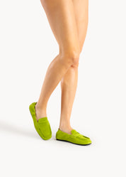 TEAGAN - NEON WASABI RUCHED SUEDE LOAFER