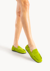 TEAGAN - NEON WASABI RUCHED SUEDE LOAFER