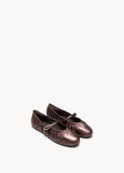 AISHA - BALLERINA METALLIZZATA CACAO IN PELLE