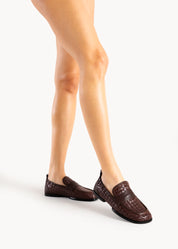 TARYN - MOCASSINO IN PELLE INTRECCIATA FONDENTE