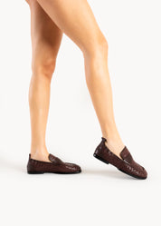 TARYN - MOCASSINO IN PELLE INTRECCIATA FONDENTE