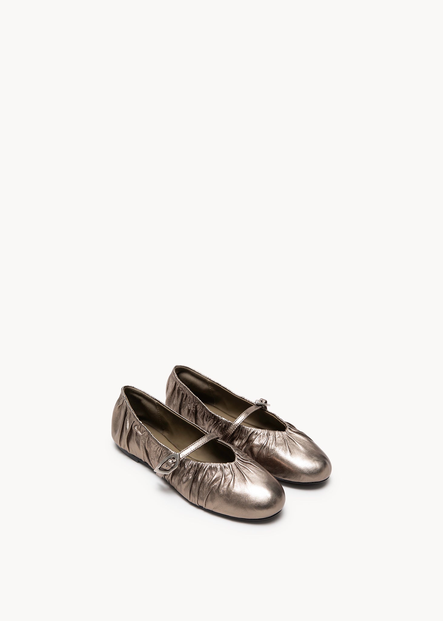 AISHA - BALLERINA METALLIZZATA ACCIAIO IN PELLE