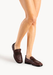 TARYN - MOCASSINO IN PELLE INTRECCIATA FONDENTE