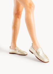 TARYN - MOCASSINO IN PELLE INTRECCIATA CHAMPAGNE GOLD