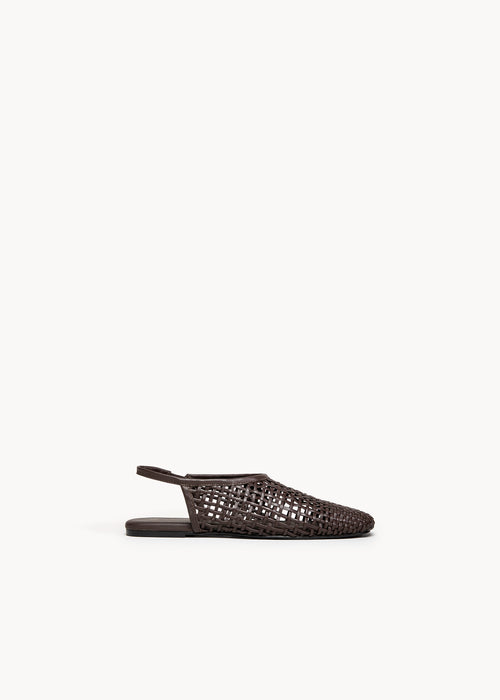 TYRENE - SANDALO SLINGBACK INTRECCIATO IN PELLE FONDENTE