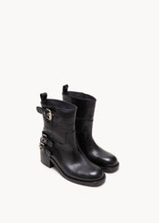 ARIANA - STIVALETTO IN PELLE MARTELLATA NERO ONICE